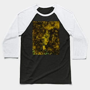 Beautiful girl, near the flowers. Calm, gold colors. Reminds autumn and evening. Beautiful. Baseball T-Shirt